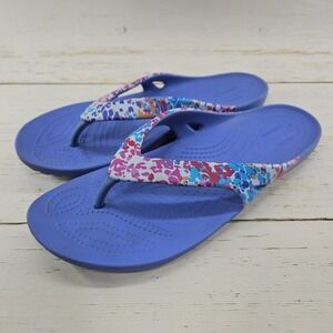 Crocs Kadee II Womens 9 Purple Multicolor Slip On Flip Flop Thong Sandals 203219